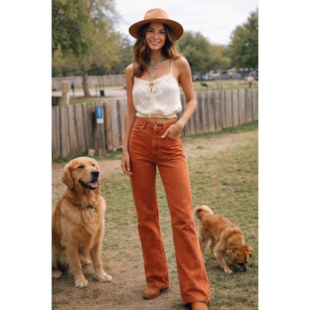 Vintage Levis Orange High Waisted Jeans Women's Size 13 Straight Leg Made in USA